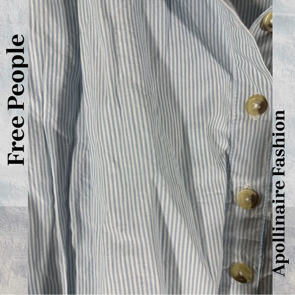 WE THE FREE NEWPORT STRIPPED BUBBLE SHIRT LARGE NEW BLUE WHITE - Picture 5 of 7